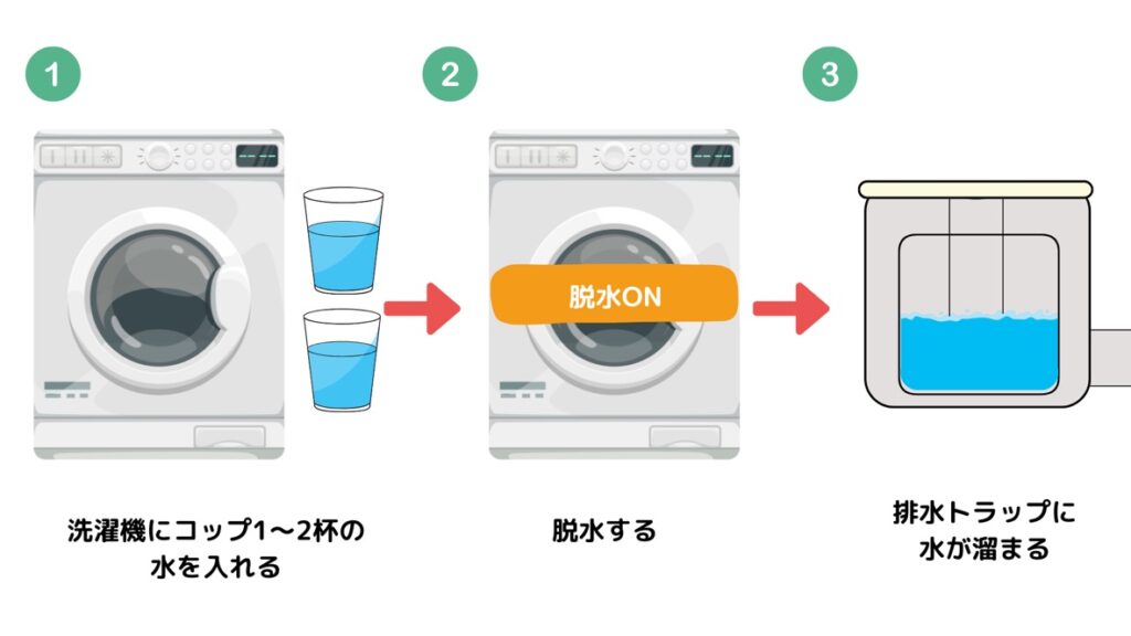 洗濯機の排水トラップに水がない場合の対処法