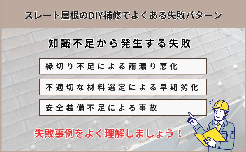 スレート屋根　補修　失敗