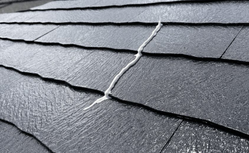 スレート屋根 コーキング補修 厚塗り