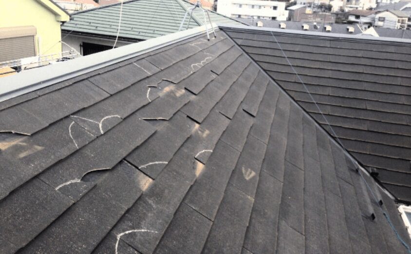 スレート屋根 広範囲ひび 補修
