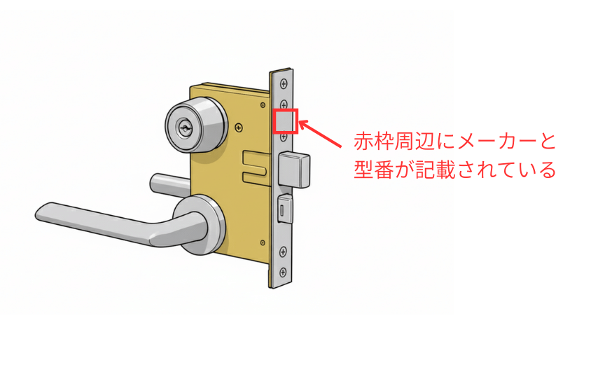 ドアに錠前が彫り込まれている場合のメーカー型番確認方法