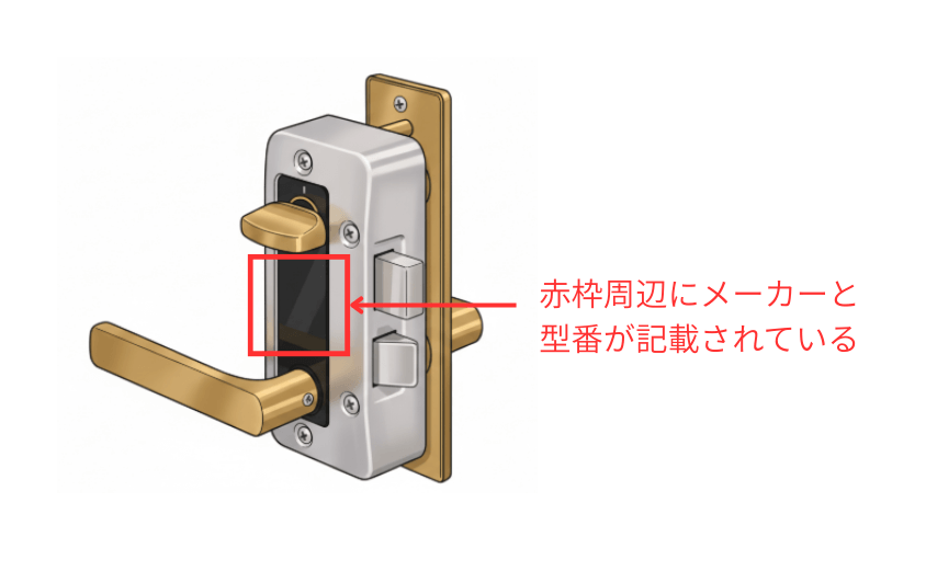 ドアに錠前が直接取り付けられている場合のメーカー型番確認方法
