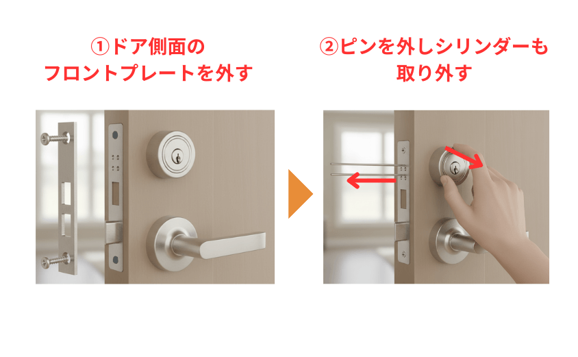 古いシリンダーを外す