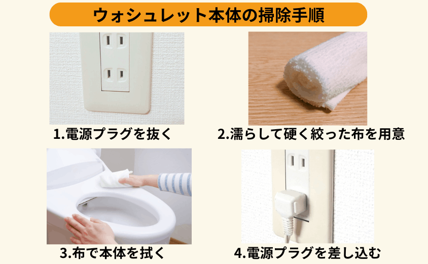 ウォシュレット本体の掃除手順
