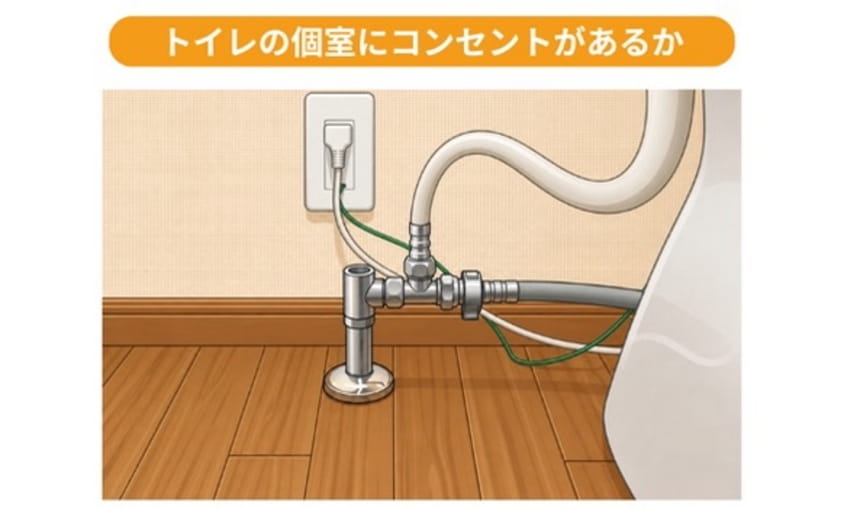 トイレの個室にコンセントがあるか確認