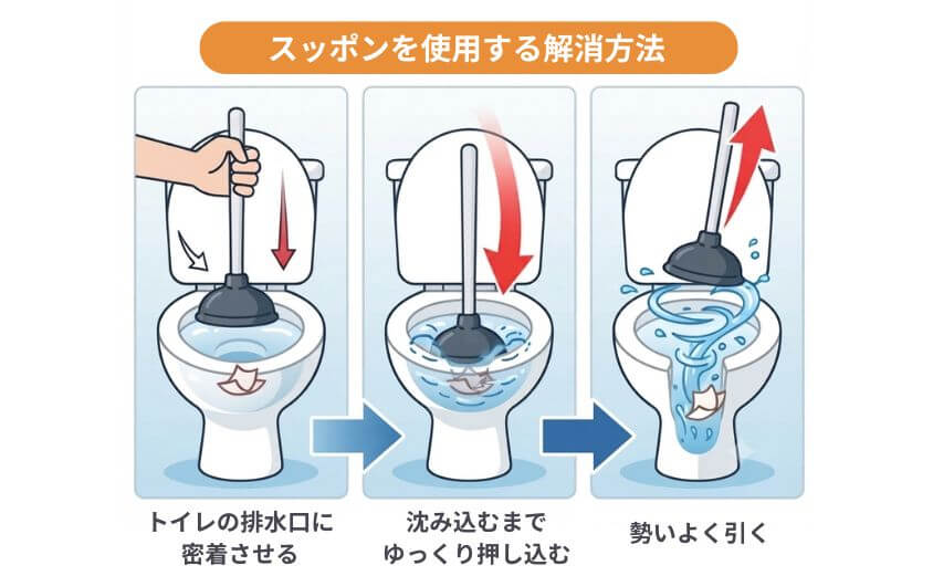 スッポンを使用する解消法