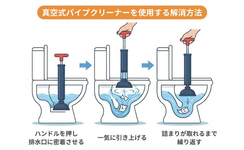 真空式パイプクリーナーを使用する解消方法